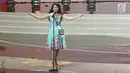 Finalis Puteri Indonesia asal Gorontalo saat tampil pada Malam Puncak Puteri Indonesia 2018 di JCC, Jakarta, Jumat (9/3). 39 perempuan cantik dan berbakat dari 34 provinsi yang berebut mahkota dan selempang juara. (Liputan6.com/Herman Zakharia)