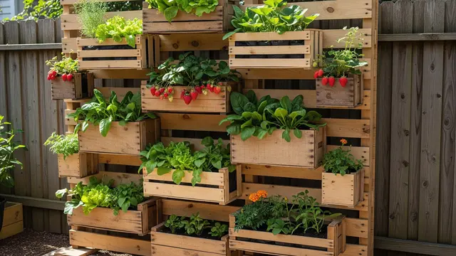 Kebun Sayur Kombinasi Pallet dan Peti Kayu