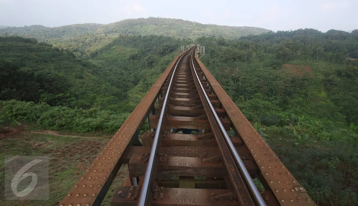 Kondisi Jembatan Cikubang, Cipatat, Kabupaten Bandung Barat, 5 Juli 2016. Jembatan Cikubang sepanjang 300meter ini merupakan jembatan kereta terpanjang di Indonesia dan menghubungkan Bandung dengan Jakarta. (Liputan6.com/Immanuel Antonius)