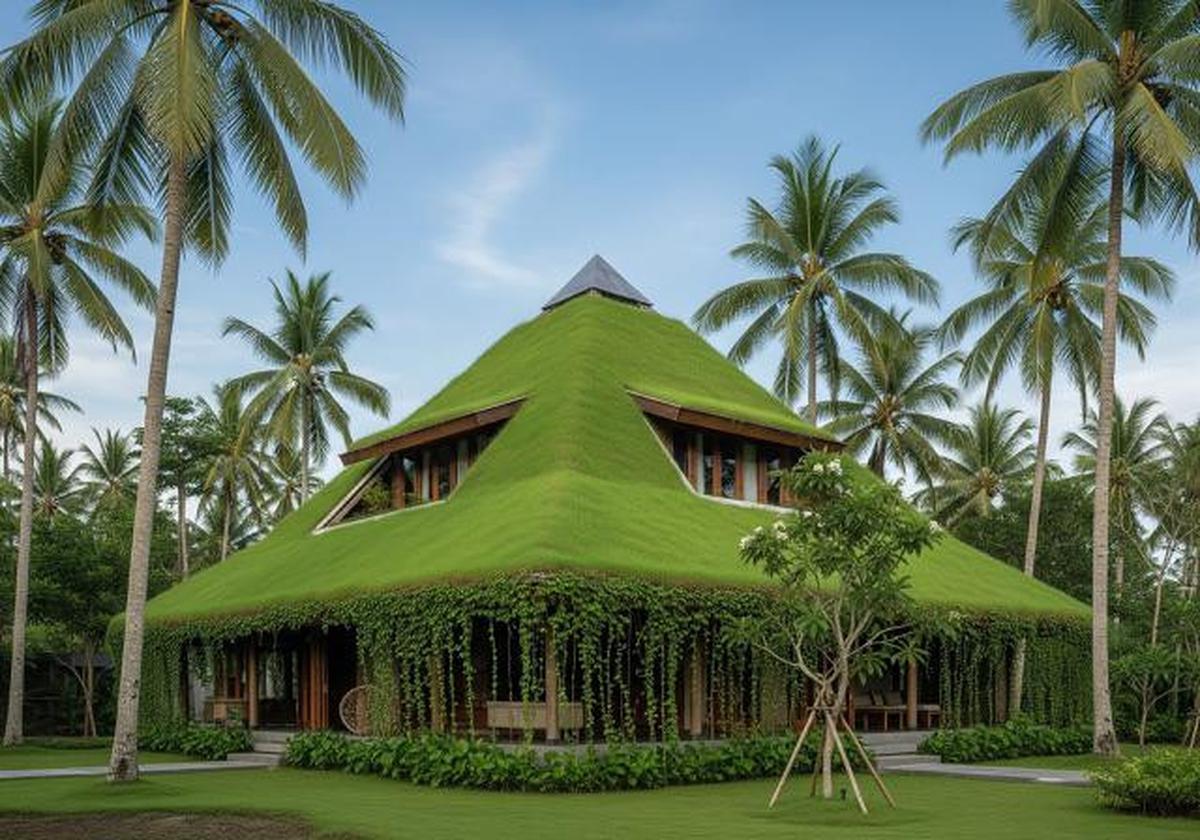 Green Roof di Atap Limas (Miring)/Rumah Compact dengan Atap Tanaman Hijau Anti Panas dan Bocor (Sumber: gemini.com)