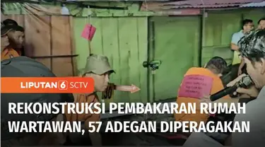 Tiga tersangka memperagakan 57 adegan dalam rekonstruksi kasus pembakaran rumah jurnalis yang menewaskan empat orang  di Karo, Sumatra Utara. Namun polisi belum mengungkapkan motif tiga tersangka membakar rumah korban.