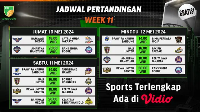 Siaran Langsung IBL Tokopedia 2024 Pekan 11