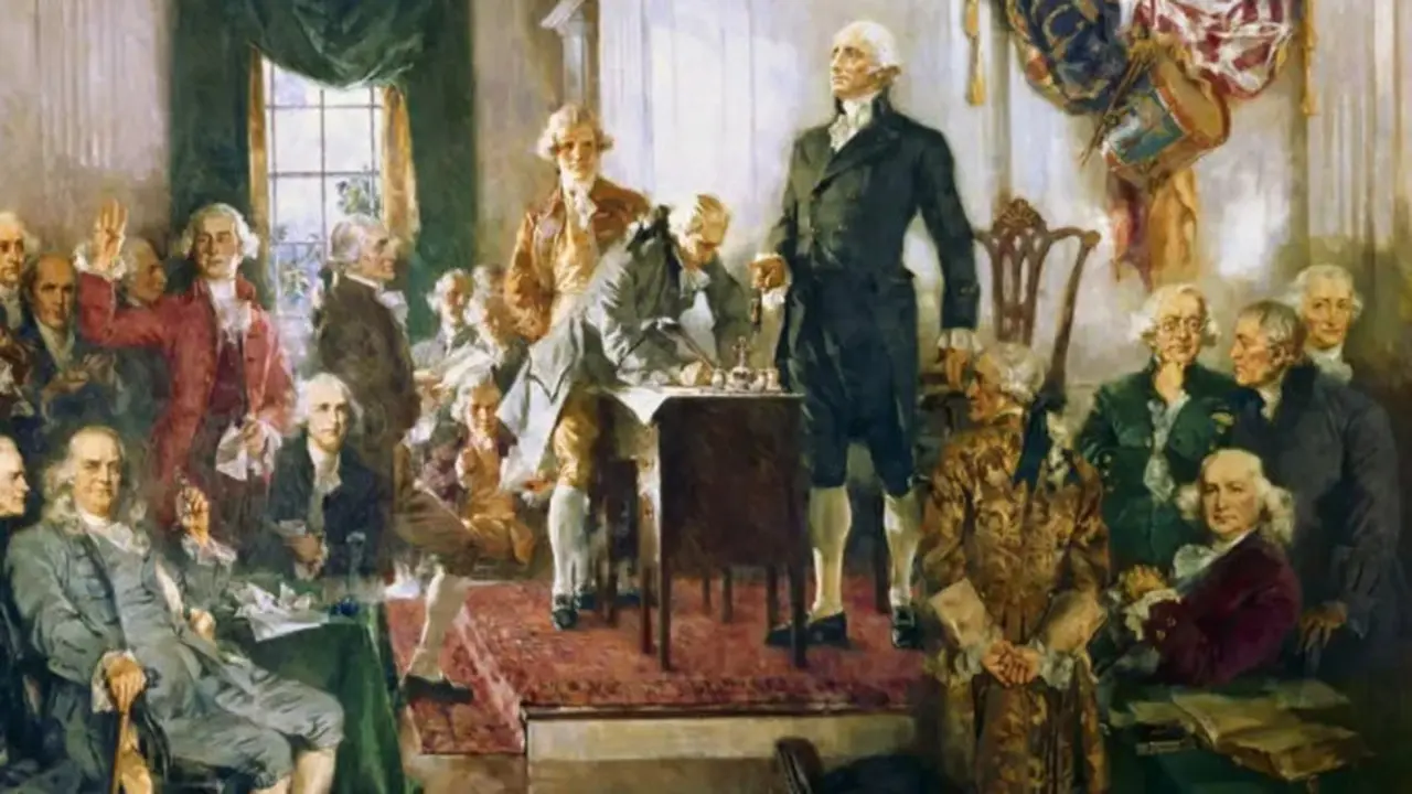 Penandatanganan Konstitusi Amerika Serikat oleh Howard Chandler Christy, 1940 (Wikipedia/Public Domain)