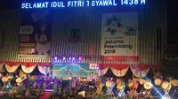Gubernur DKI Jakarta Djarot Saiful Hidayat buka festival lomba pukul beduk dalam menyambut malam 1 Syawal 1438 H. (Liputan6.com/Taufiqurrohman)