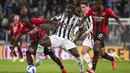 Grande partita giornata keempat Liga Italia musim 2021/2022 antara Juventus dan AC Milan berakhir tanpa pemenang. Kedua kesebelasan harus puas berbagi poin. (La Presse via AP/Marco Alpozzi)