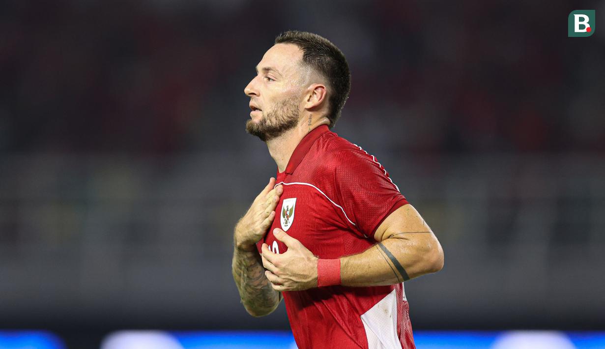 <p>Pemain Timnas Indonesia, Marc Klok merayakan golnya ke gawang Chinese Taipei dalam laga FIFA Matchday di Stadion Gelora Bung Tomo (GBT), Surabaya, Jumat (05/09/2025). (Bola.com/Abdul Aziz)</p>