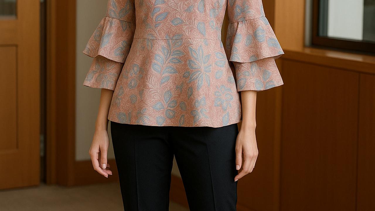 Ilustrasi Batik Lengan Lonceng Dua Tingkat Pastel