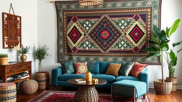 dekor rumah gaya bohemian (ilustrasi by qwen.ai)