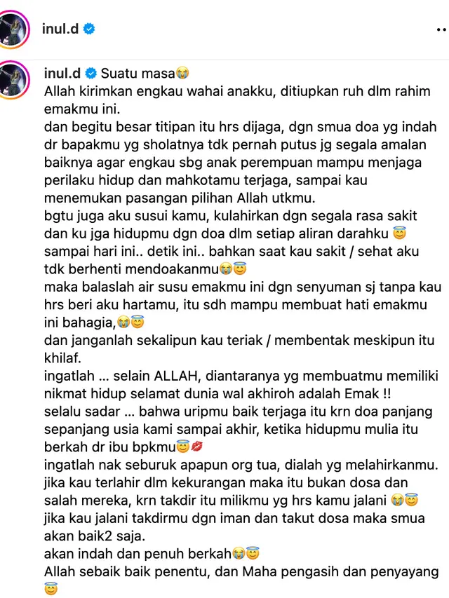 Unggahan Inul Daratista. (Foto: Dok. Instagram @inul.d)
