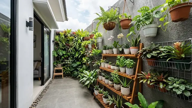 Taman Vertikal di Dinding Belakang