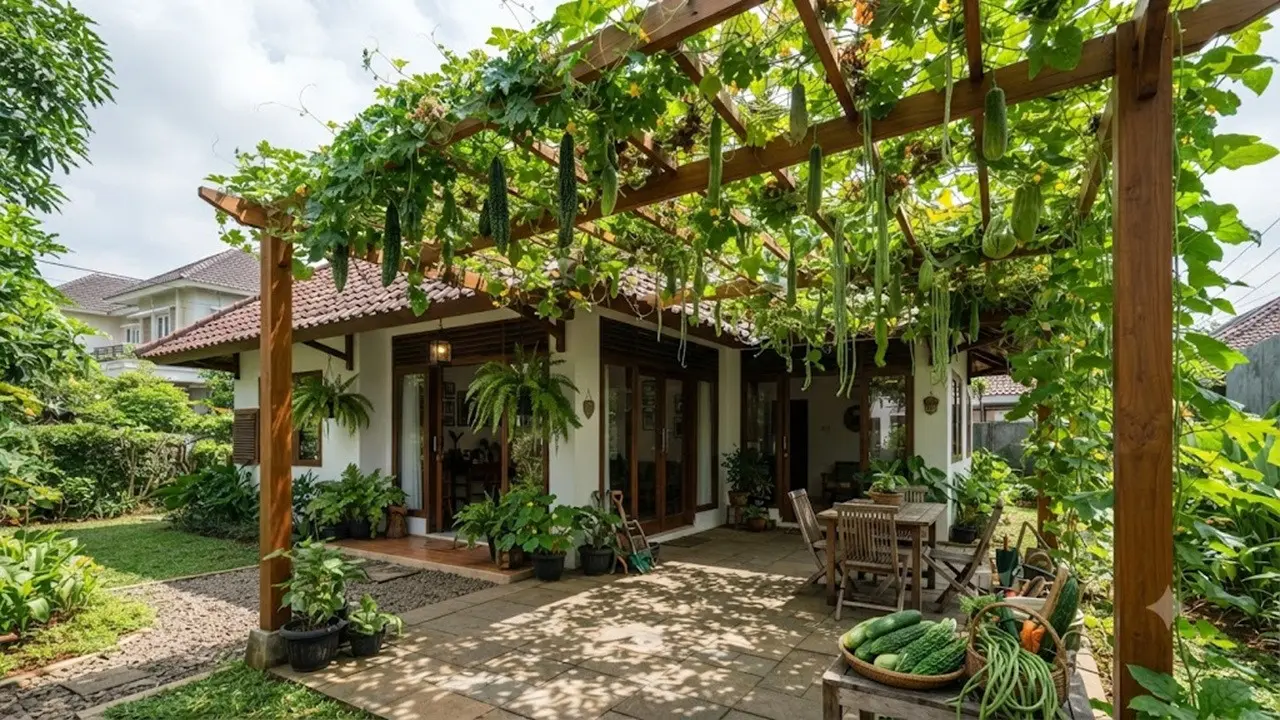 Ide Pergola dari Tanaman Sayur Rambat