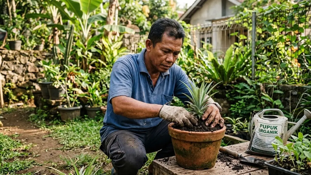 Menanam Nanas di Pot