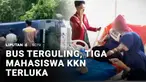 Sebuah bus milik BKKBN yang mengangkut 16 orang mahasiswa KKN asal Universitas Gadjah Mada terbalik di jalan raya. Sedikitnya tiga mahasiswa terluka.