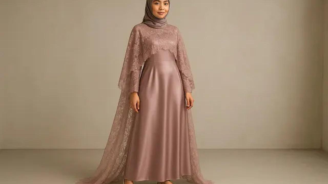8 Model Gaun Pesta Muslimah Kombinasi Brokat dan Satin, Elegan dan Stylish