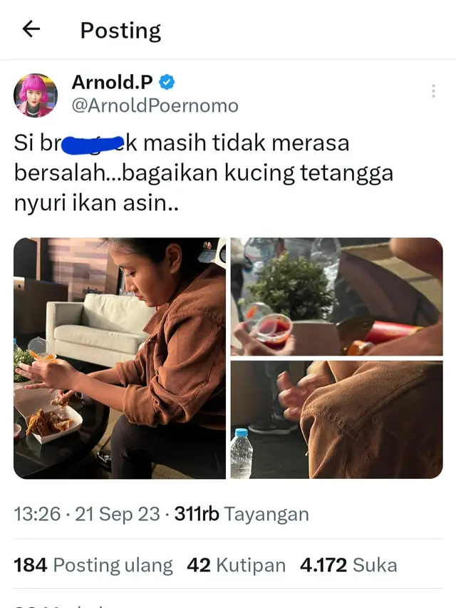 Unggahan Chef Arnold. (Foto: Dok. Twitter @ArnoldPoernomo)