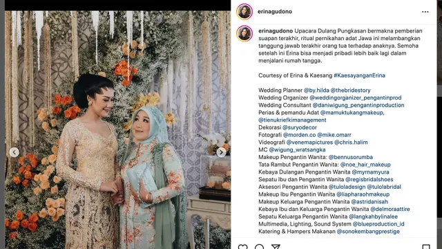 Unggahan Erina Gudono. (Foto: Dok. Instagram @erinagudono)