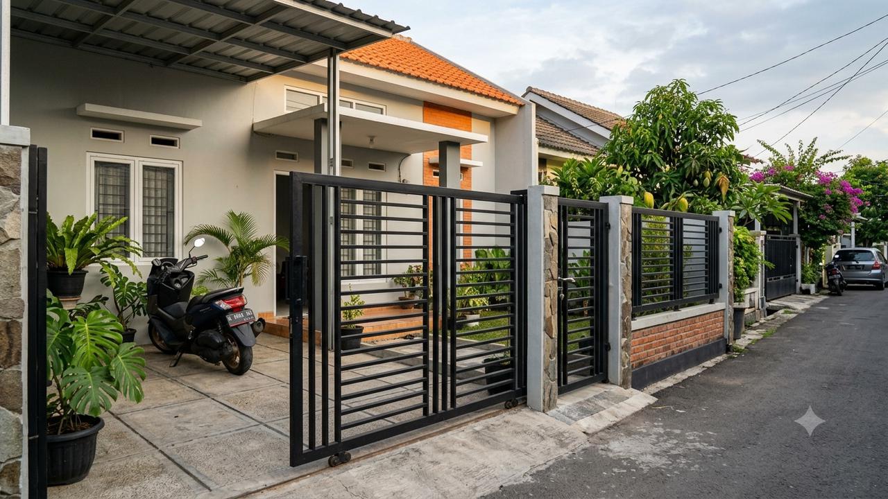 Model Gerbang Besi Hollow untuk Rumah Tipe 36/AI Generated