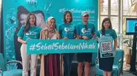 #SehatSebelumNikah merupakan upaya dalam pengentasan kanker serviks di Indonesia. Ini dilakukan guna mengingatkan masyarakat pentingnya vaksinasi HPV guna mencegah kanker serviks dan penyakit terkait HPV (Aditya Eka Prawira/Liputan6.com)