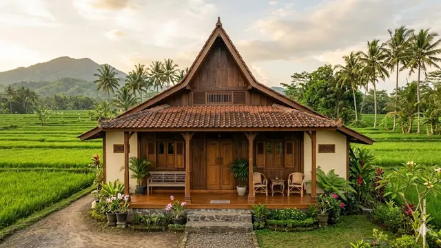 Inspirasi Rumah Desa Ukuran 6x9 dengan Teras Menghadap Sawah