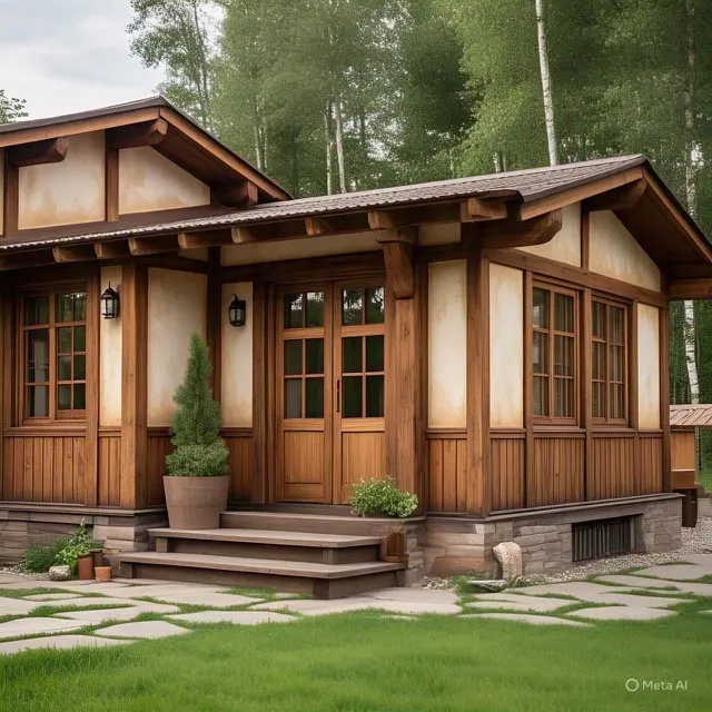 Rumah Kayu Earth Tones: Kehangatan Warna Coklat dan Krem
