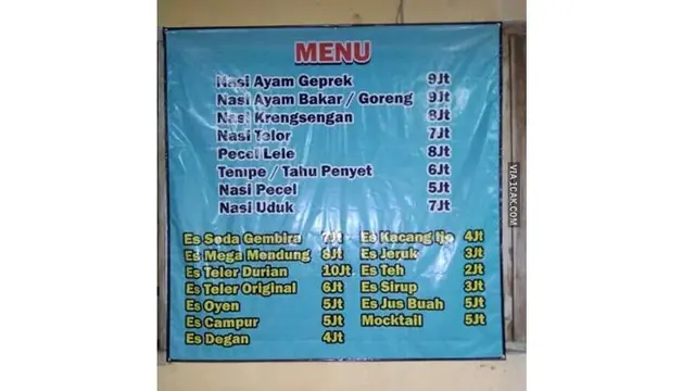 6 Harga Makanan di Toko Ini Bikin Mikir Keras