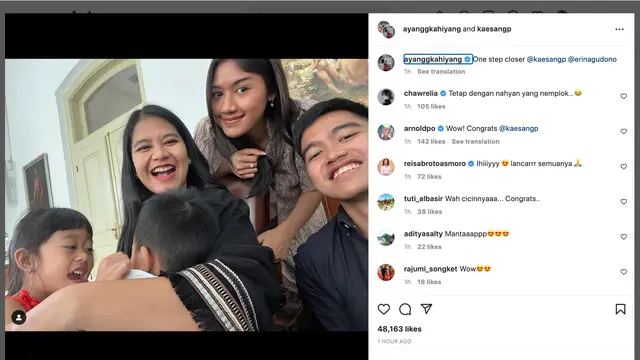 Unggahan Kahiyang Ayu dan Kaesang Pangarep. (Foto: Dok. Instagram @kaesangp)