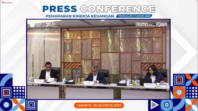 Konfrensi pers paparan kinerja keuangan kuartal II 2023 PT Bank Rakyat Indonesia Tbk (BRI). (Foto: tangkapan layar/Pipit I.R)