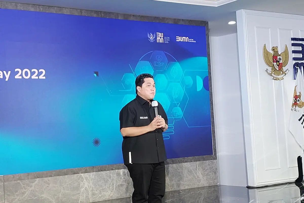 Menteri BUMN Erick Thohir resmi meluncurkan BUMN Start Up Day di Kementerian BUMN, Selasa (23/8/2022).