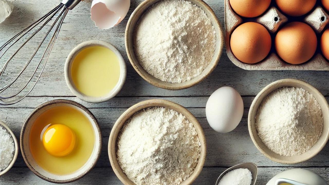 illustrasi bahan-bahan kue bulan sabit