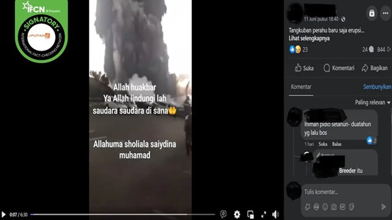 Video yang diklaim Gunung Tangkuban Parahu, Kabupaten Subang, Jawa Barat mengalami erupsi pada 11 Juni 2024. (sumber: Facebook)
