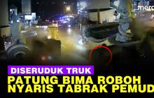 VIDEO: Detik-Detik Truk Seruduk Patung Bima Ikon Purwakarta