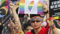 Parade LGBT di Taiwan pada 27 Oktober 2018 disebut sebagai yang terbesar di Asia (AP/Chiang Ying-Ying)