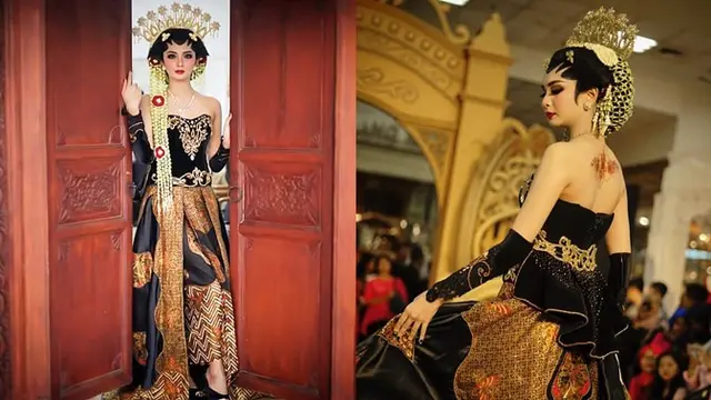 Putri Indonesia Jawa Timur 2019 terlihat sangat memesona saat memakai baju adat Jawa