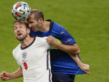 Bek veteran sekaligus kapten Timnas Italia, Giorgio Chiellini, tampil memukau di sepanjang gelaran Euro 2020. (Foto:AP/John Sibley,Pool)