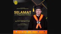 Sekretaris Mahkamah Agung Hasbi Hasan dikukuhkan menjadi guru besar di Universitas Negeri Lampung. (Instagram MA)