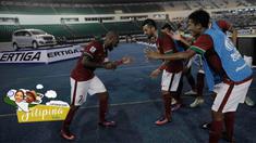 Striker Timnas Indonesia, Boaz Solossa, merayakan gol yang dicetaknya ke gawang Filipina laga Piala AFF 2016 di Philippine Sports Stadium, Filipina, Selasa (22/11/2016). (Bola.com/Nicklas Hanoatubun)