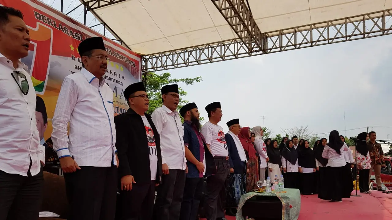 Cawapres Nomor Urut 01, Ma'ruf Amin Saat Bertemu dengan Pendukungnya di Lapangan Gajah Mada, Jalan Bilal, Kota Medan. (Foto: Reza Efendi/Liputan6.com)
