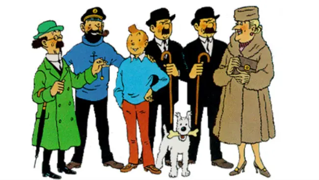 Sosok-sosok utama komik Tintin. (Sumber Wikipedia)