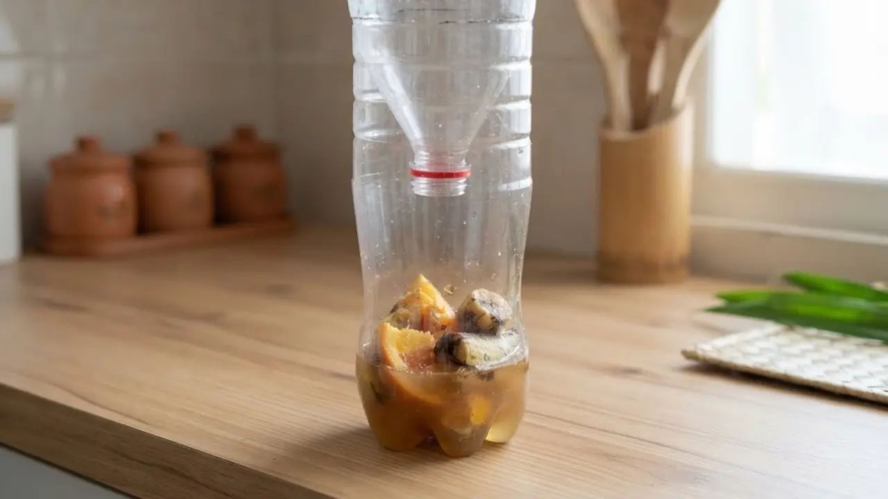ide memanfaatkan botol bekas menjadi alat pengusir lalat sederhana
