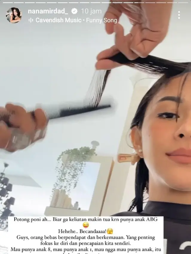 Nana Mirdad pamer rambut baru