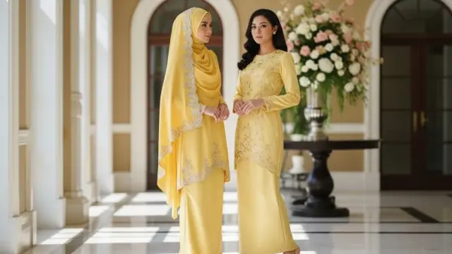 Ilustrasi Model Baju Wanita Warna Yellow Butter Tren Lebaran 2026/Gemini AI