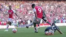 Dramatis lantaran dua gol kemenangan Arsenal tercipta di menit injury time babak kedua. (AP Photo/Kirsty Wigglesworth)