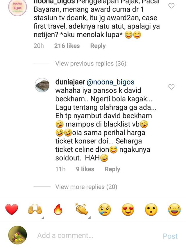 komentar julid warganet (foto: instagram)