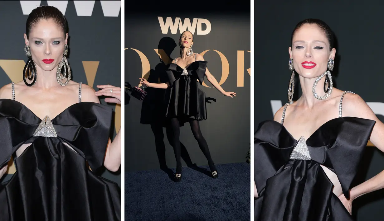Foto kolase Coco Rocha saat menghadiri WWD Honors Awards yang diselenggarakan oleh Women's Wear Daily di Cipriani South Street di New York pada Selasa, 25 Oktober 2022. (Michael Loccisano/Getty Images/AFP)