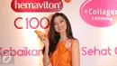 Aktris dan Model Raline Shah menjadi Brand Ambassador Hemaviton C 1000 + Collagen, Jakarta, Kamis (7/4). Raline menyebur rahasia cantiknya yaitu rajin mengonsumsi vitamin C (Liputan6.com/Angga Yuniar)
