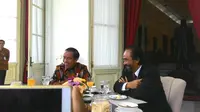Presiden Jokowi sarapan bersama Surya Paloh di Istana Merdeka. (Liputan6.com/Ahmad Romadoni)
