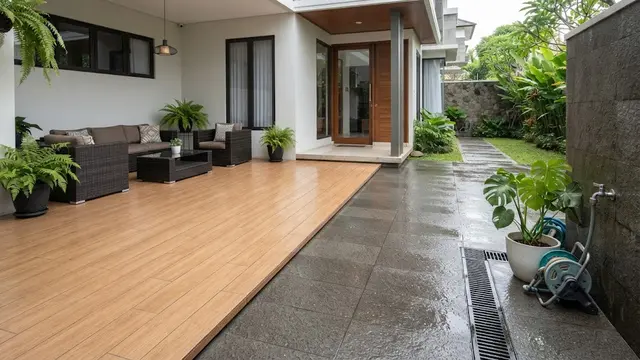 Model Teras dengan Lantai Dua Tekstur