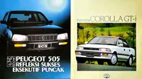 Iklan Peugeot 505 dan Toyota Corolla GT-i. (Source: Instagram/@rayuaniklan)