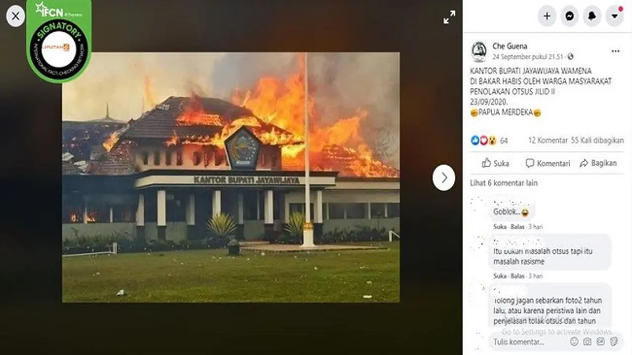 Gambar Tangkapan Layar Foto Kantor Bupati Jayawijaya (sumber: Facebook)