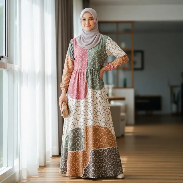 9 Model Gamis Batik Motif Lembut untuk Muslimah, Tampil Anggun dan Syar'i